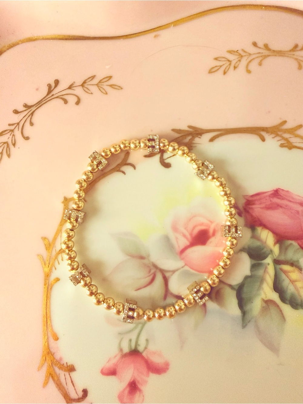 BaubleBar Gold Crystal Accent Bead Stretch Bracelet